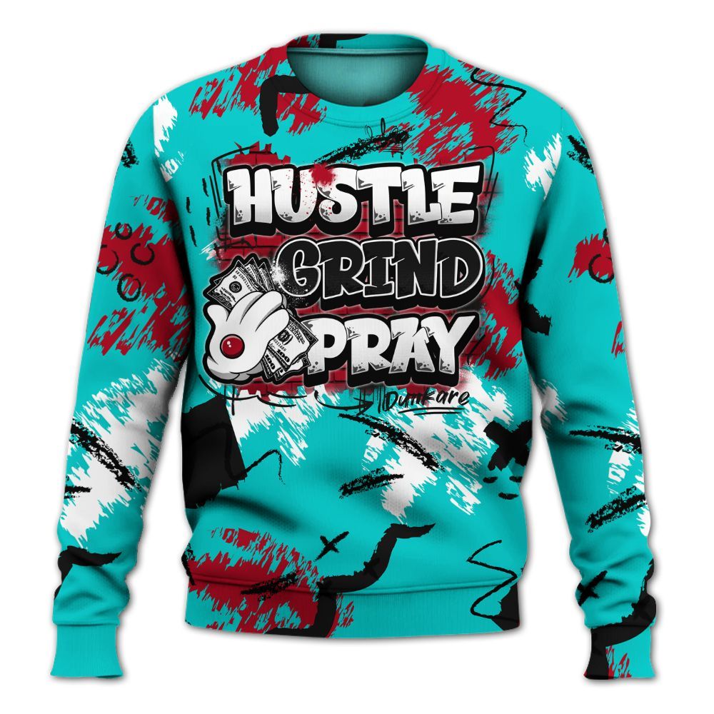 Sweatshirt To Match Air Griffey Max 1 Freshwater - Hustle Grind Pray Graphic Street Style All Over Print