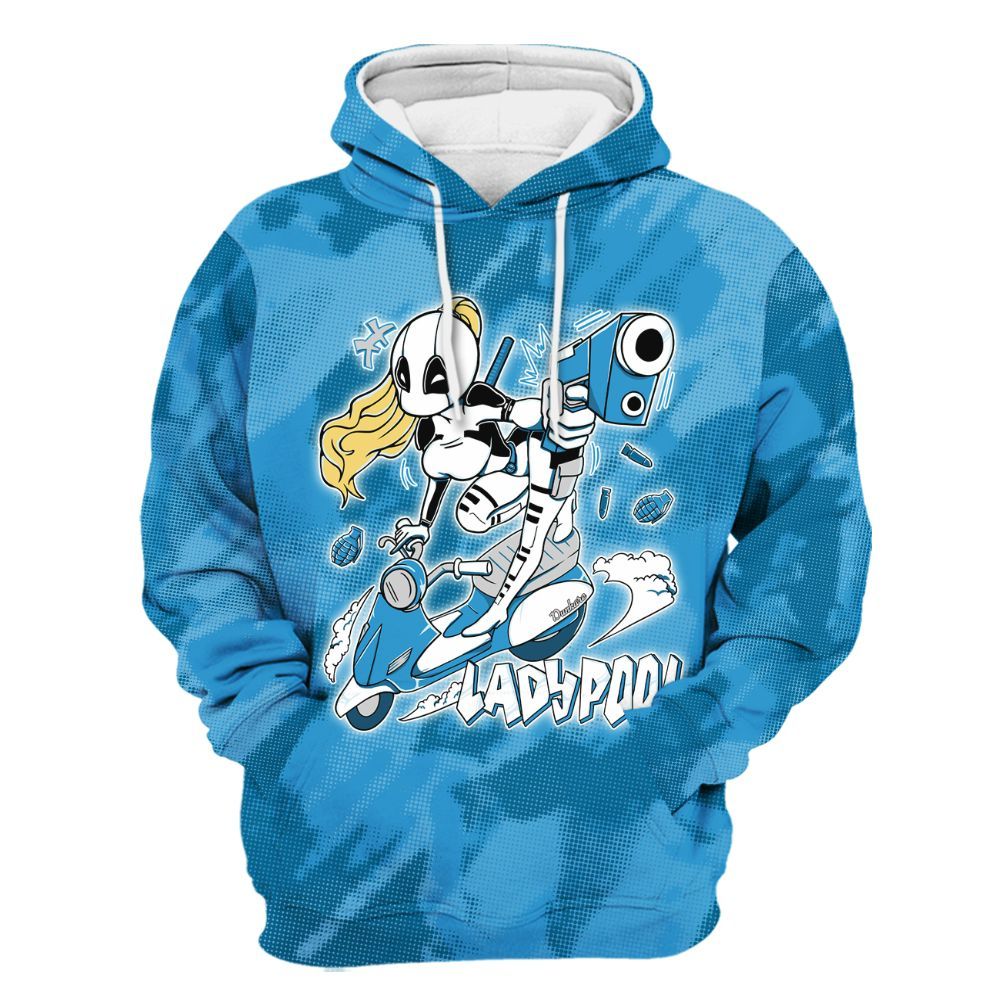 Hoodie To Match Powder Blue 9s - Lady Pool Cartoon Abstract Halftone All Over Print