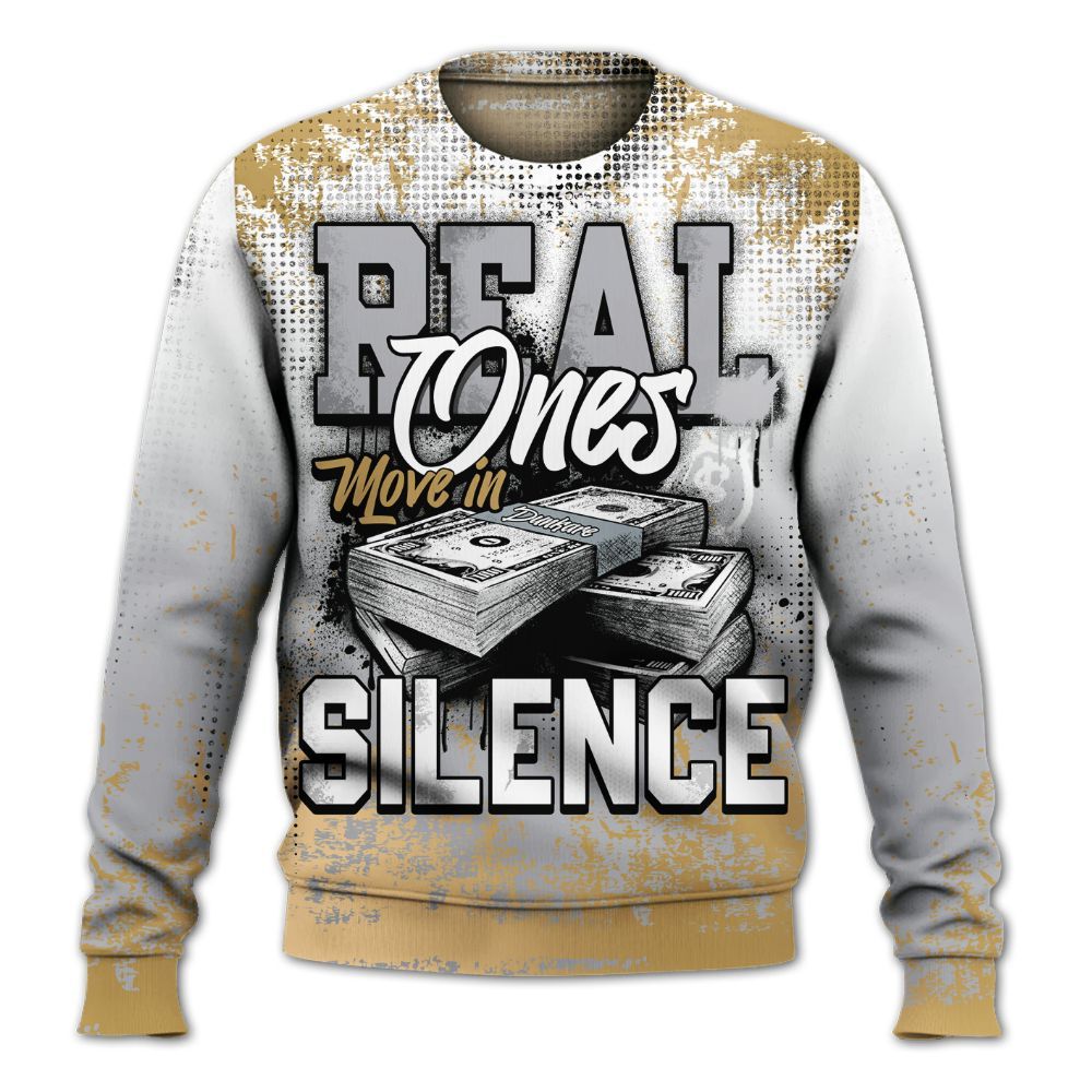 Sweatshirt To Match Retro High OG Cool Grey 1s - Move In Silence Money Street Retro All Over Print