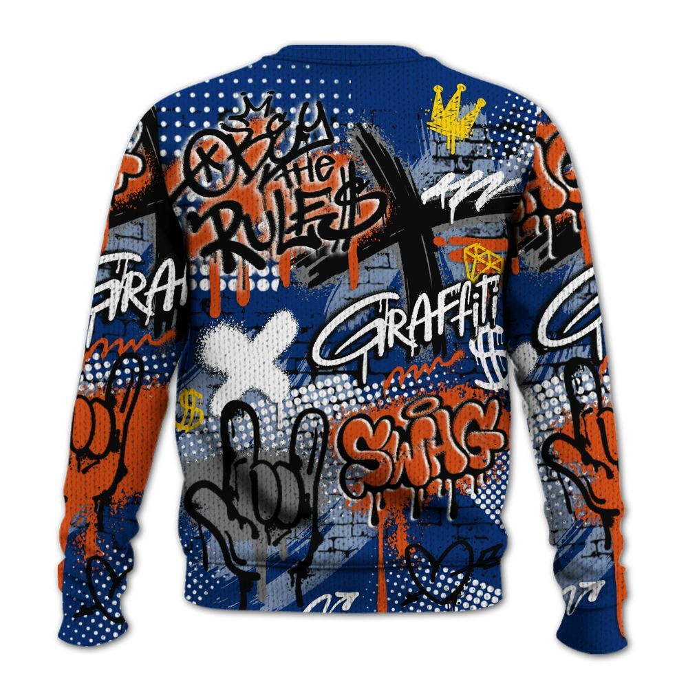 Knitted Sweater To Match Mid Knicks 1s - True It Real Graffiti Streetwear