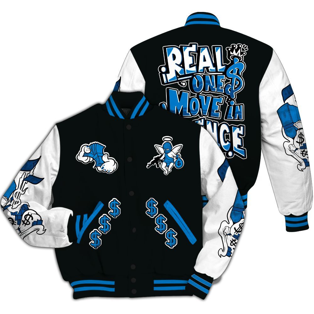 Varsity Jacket To Match High OG FragmentxULA White Black 1s - Ones Move In Silence Graphic All Over Print