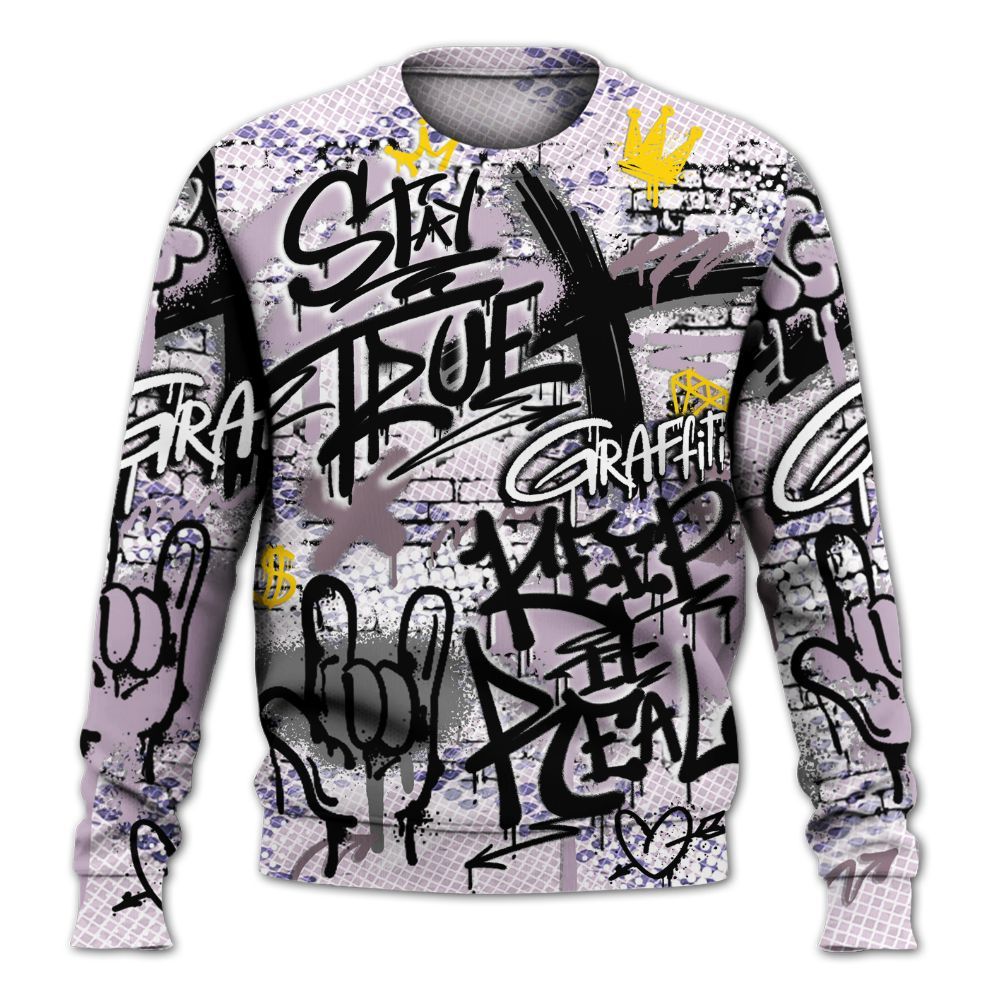 Sweatshirt To Match Air Force 1 Low Purple Snake - True It Real Graffiti Streetwear All Over Print