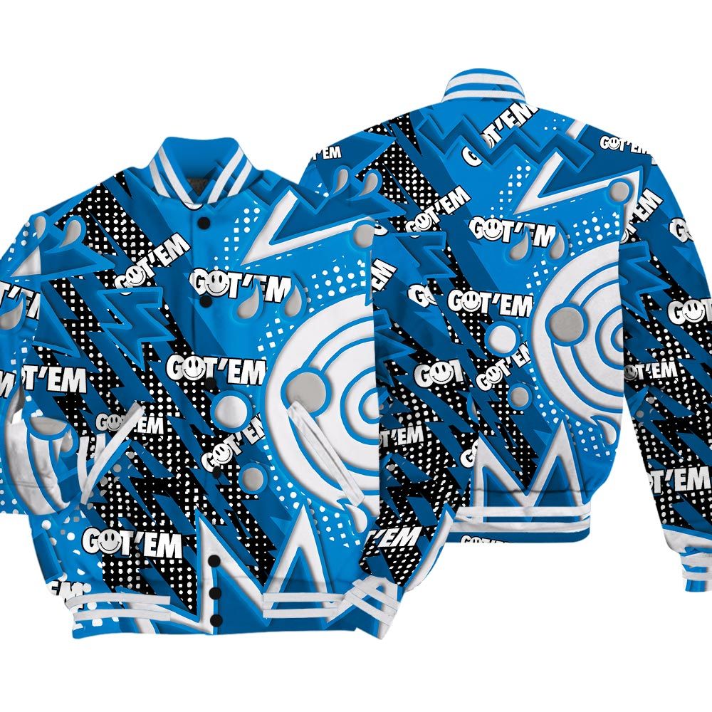 Varsity Jacket To Match Varsity Streetwear Retro Vintage 90s, Military Blue 4s T-Shirt, Sneaker Military Blue 4s Baseball Varsity Jacket 1604 NCT