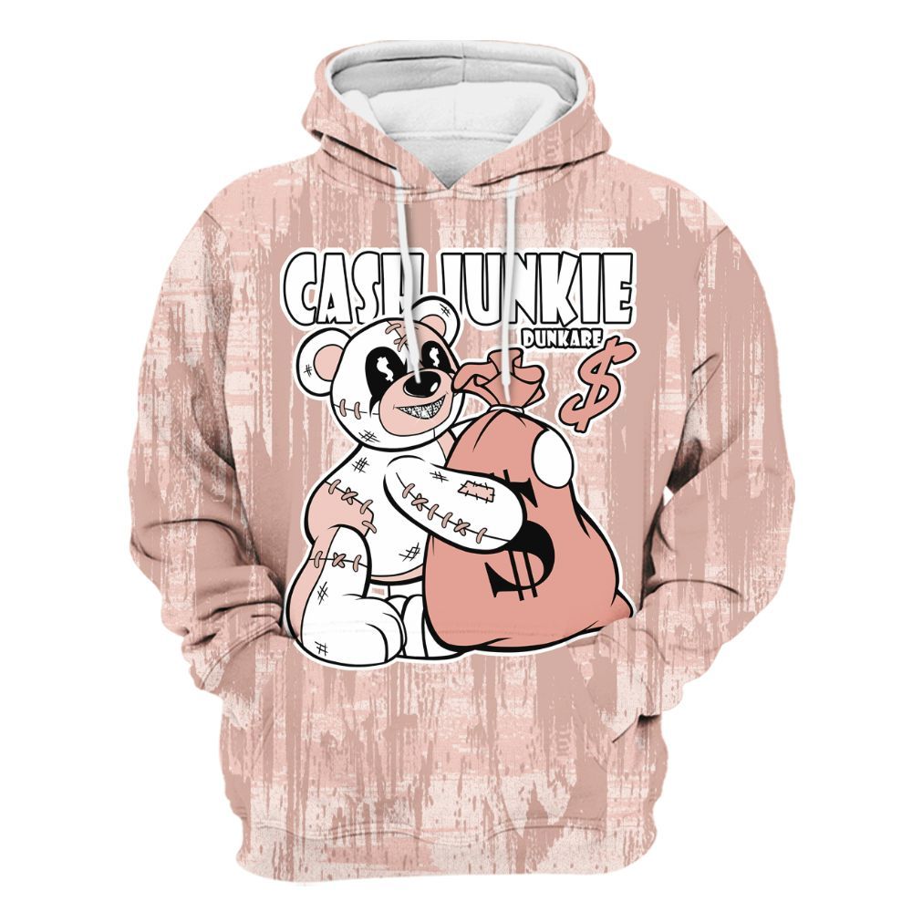 Hoodie To Match Low Legend Pink 11s - Cashs Junkie Bear Glitch Art All Over Print