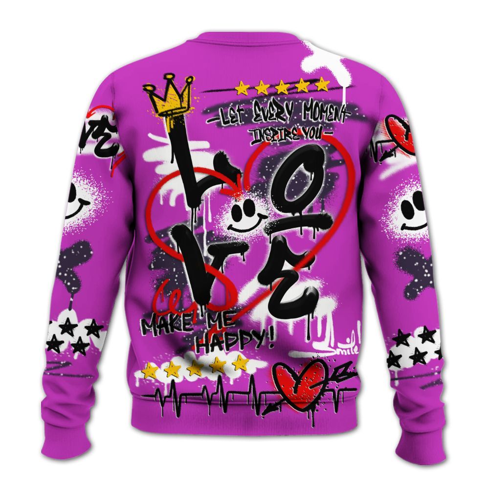 Sweatshirt To Match Ja 2 Staregazer - Happy Love Beats Graffiti Streetwear All Over Print