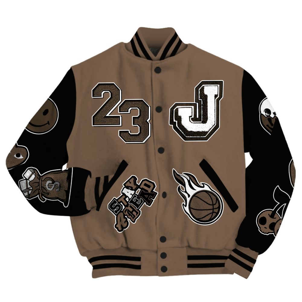 Varsity Jacket To Match Dark Mocha Jack - Hustles Money Number 23 All Over Print