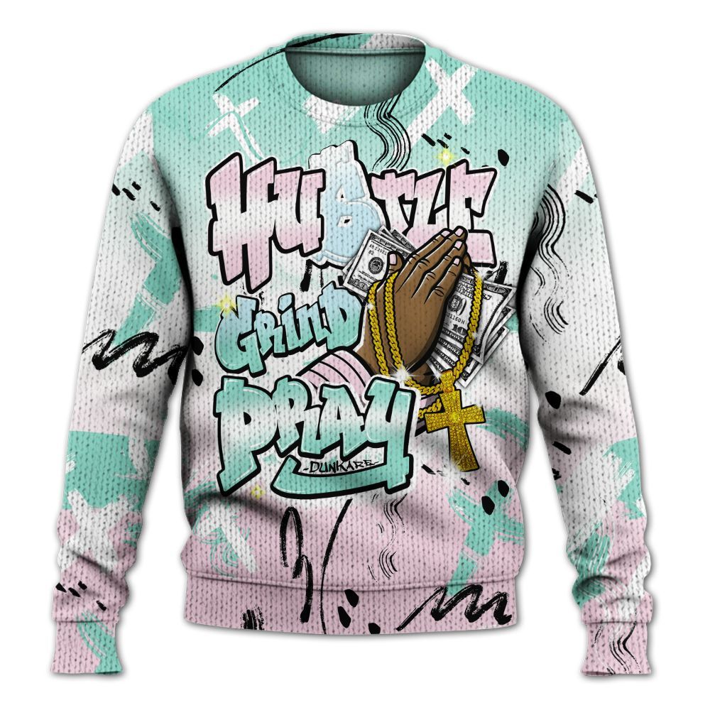Knitted Sweater To Match Retro Easter 5s - Money Hustle Grind Pray