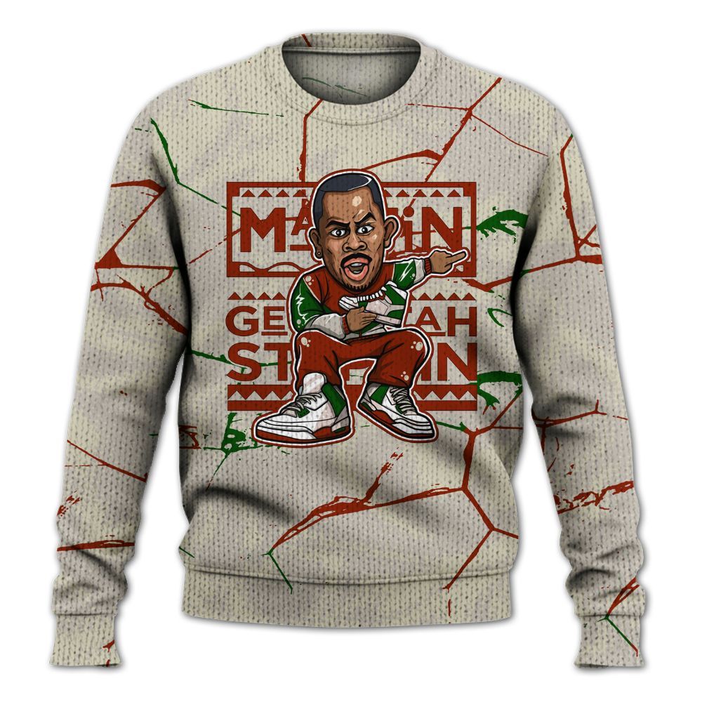 Knitted Sweater To Match El Grito 5s - Get Tag Sneakers Steppin' Graphic Crack
