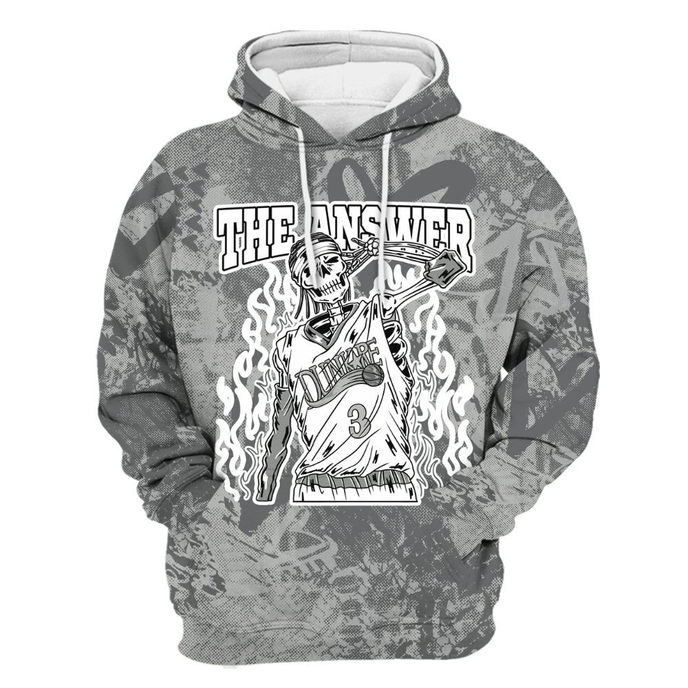 Hoodie To Match Retro Wet Cement 4s - Allen Answer Skeleton Heart All Over Print