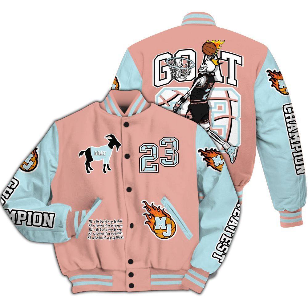 Varsity Jacket To Match Dunk Low Glacier Arctic - 23 G.0.A.T Jump Up Basketball All Over Print