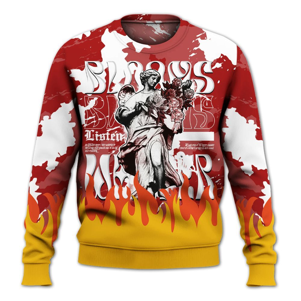 Sweatshirt To Match Red Taxi 12s - Blooms Whisper Retro Red Taxi 12s Outfit All Over Print