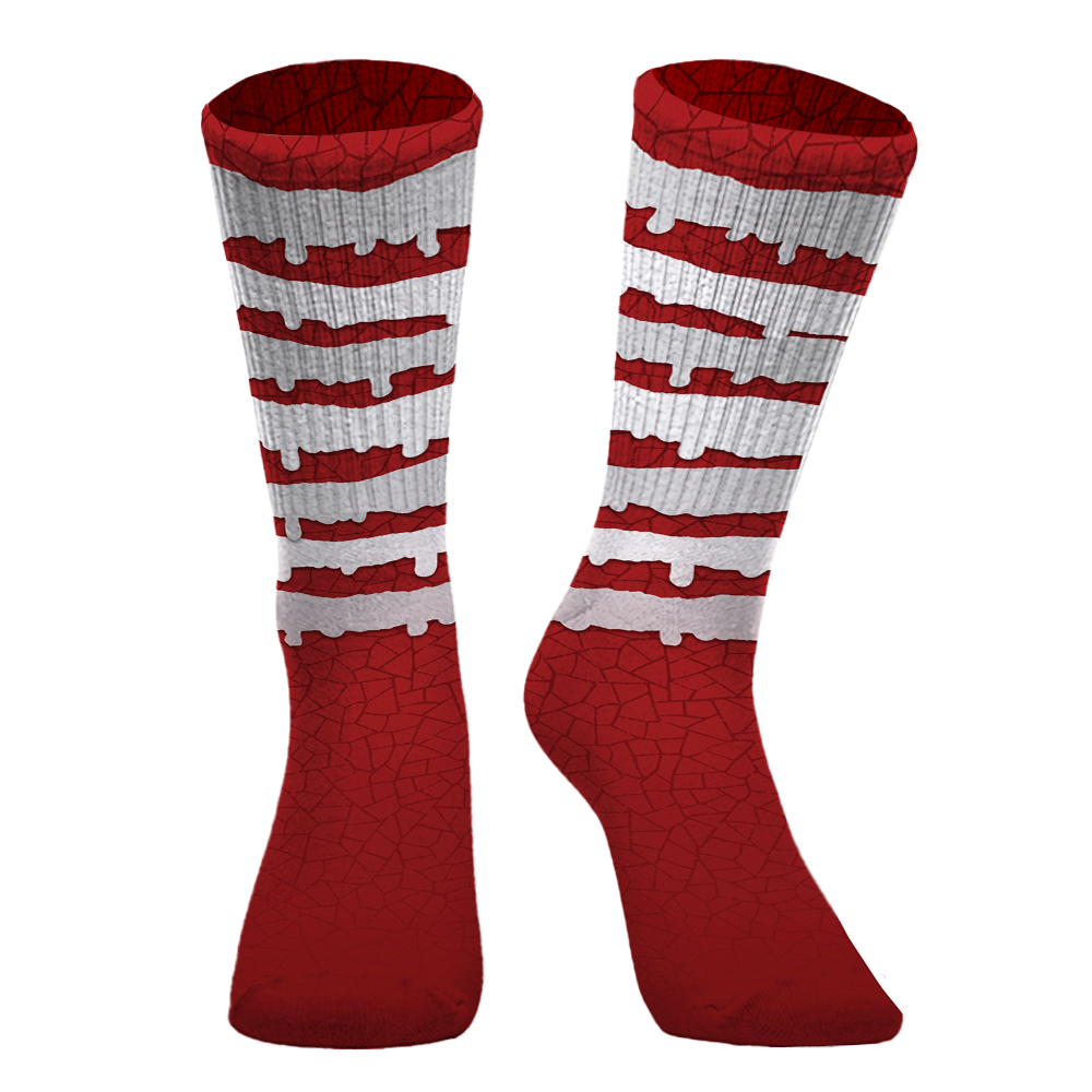 Sock To Match Red Taxi 12s - Dripping Stripe Graphic Unisex