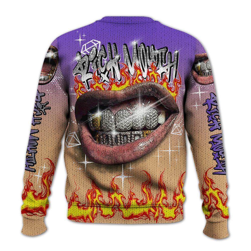 Knitted Sweater To Match SE Afrobeats 7s - Rich Mouth Fire Rap Retro 90s
