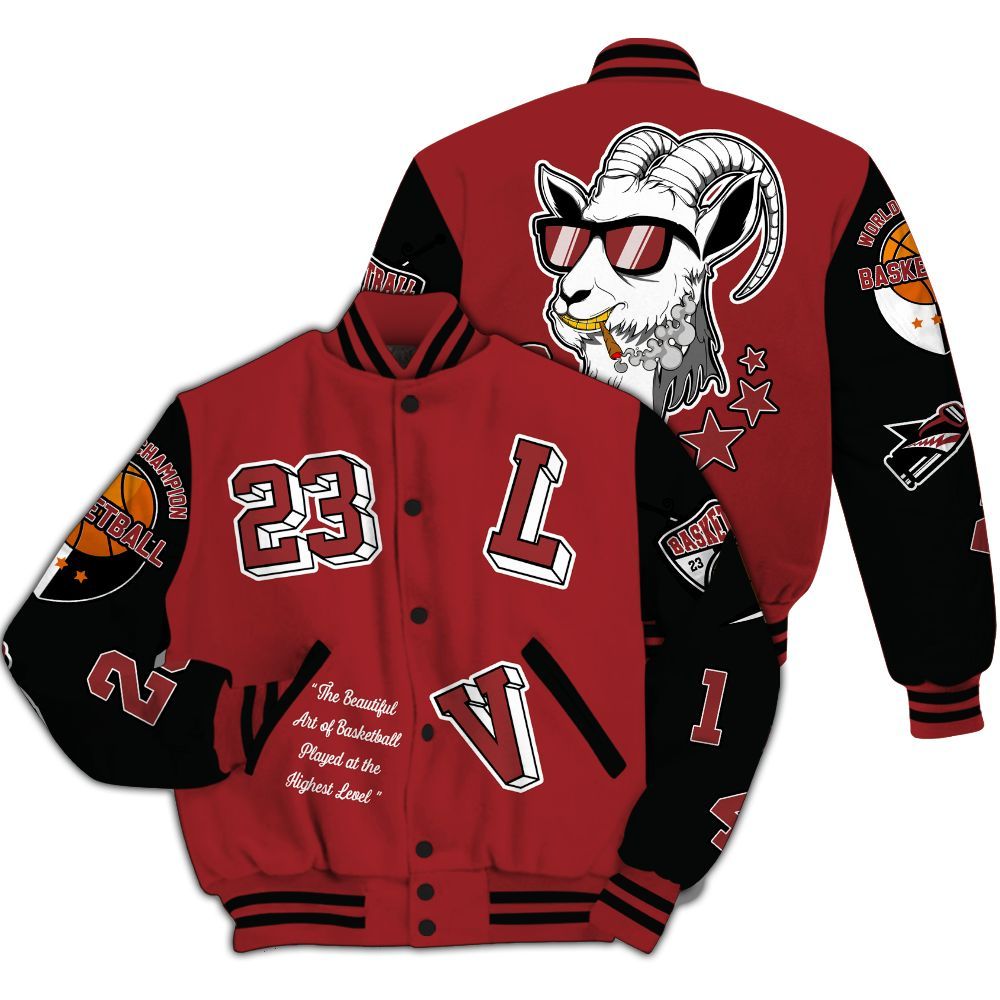 Varsity Jacket To Match Alternate Flu Game 12s - The GOAT Got Em Streetwear All Over Print