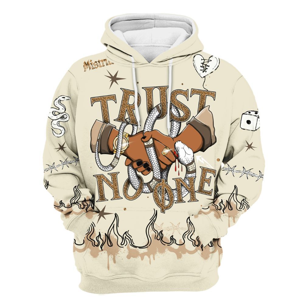 Hoodie To Match Orewood Brown 3s - Trust No One Snake-Bite Doodle Crayon All Over Print