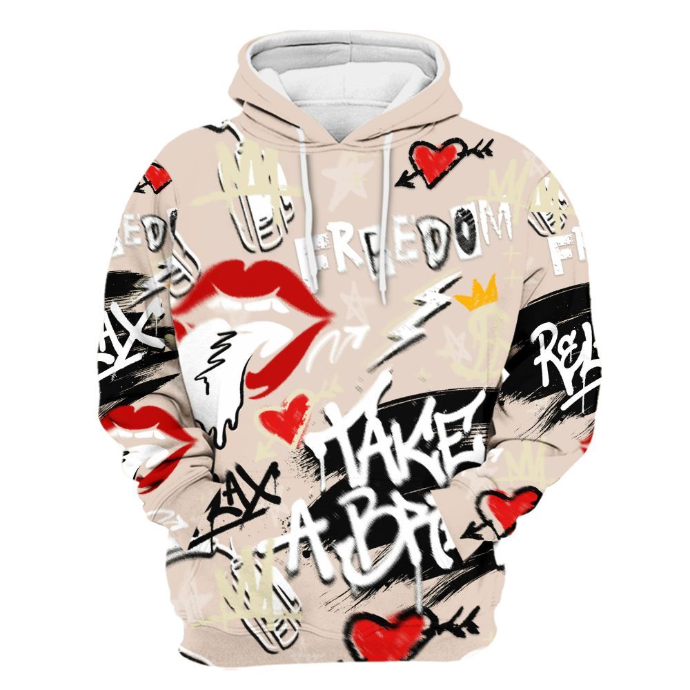 Hoodie To Match A Ma Maniere X Fossil Stone 4s - Take Break Freedom Graffiti Streetwear All Over Print