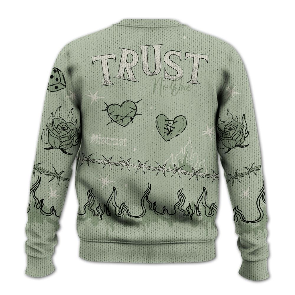 Knitted Sweater To Match Seafoam Sail 4s - Trust No One Snake-Bite Doodle Crayon
