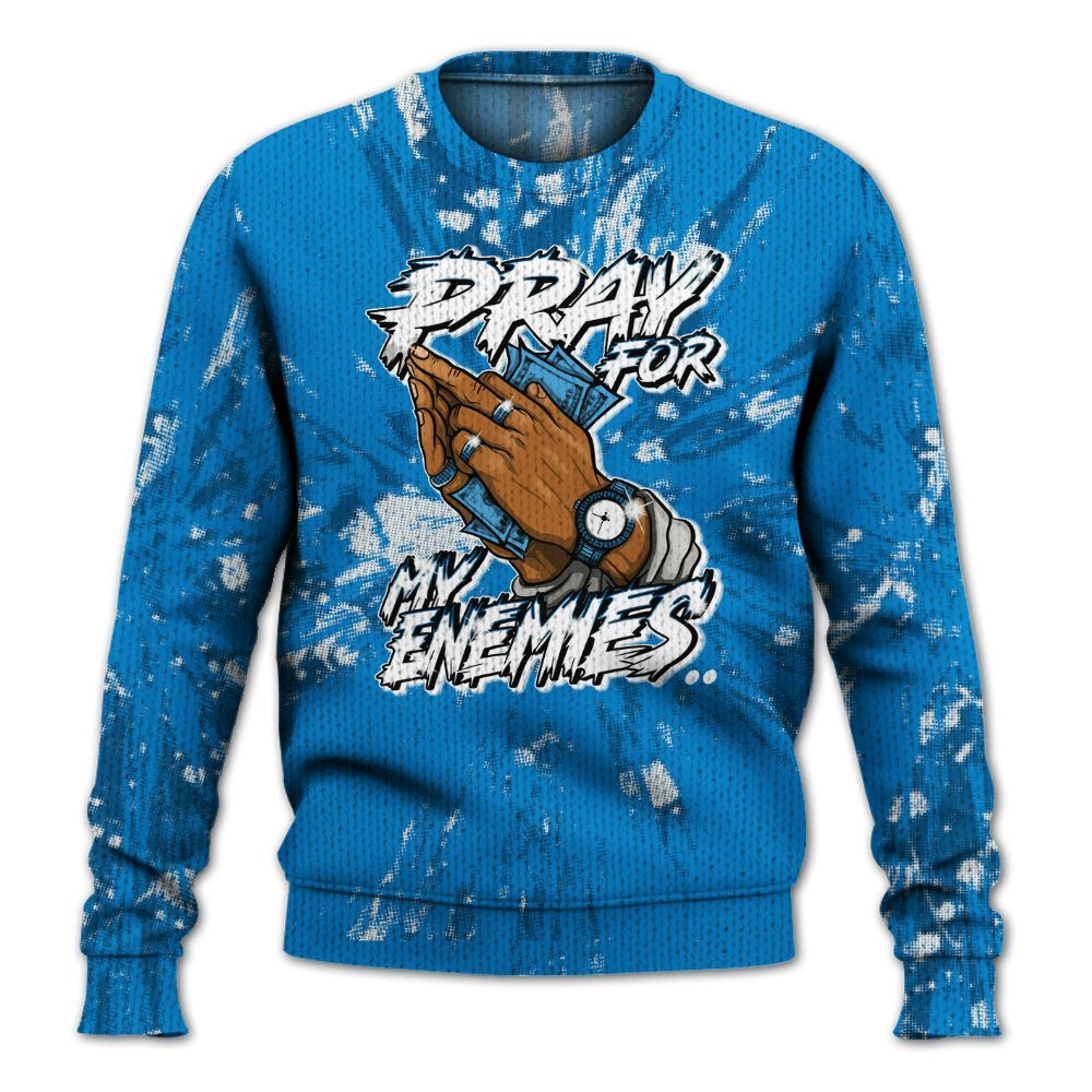 Knitted Sweater To Match Industrial Blue 4s - Prayed For Enemies Graphic Luxury