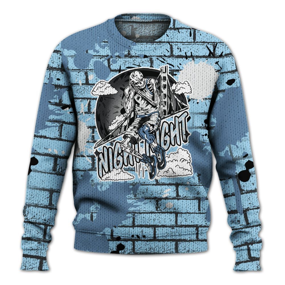 Knitted Sweater To Match Legend Blue 11s - Seeya Skeleton Brick