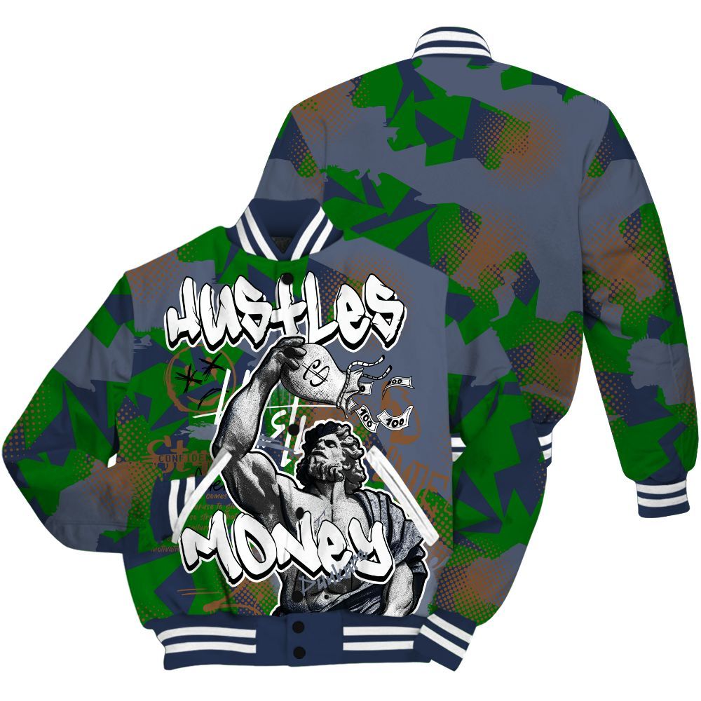 Varsity Jacket To Match Midnight Navy 13s - Huslte Money Retro All Over Print