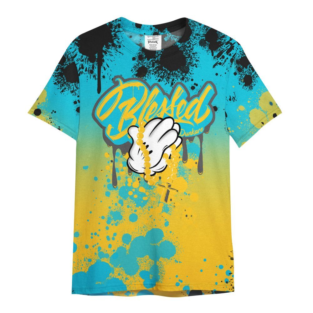 Shirt To Match Retro Aqua 5s - God Blessed Ink Drip All Over Print