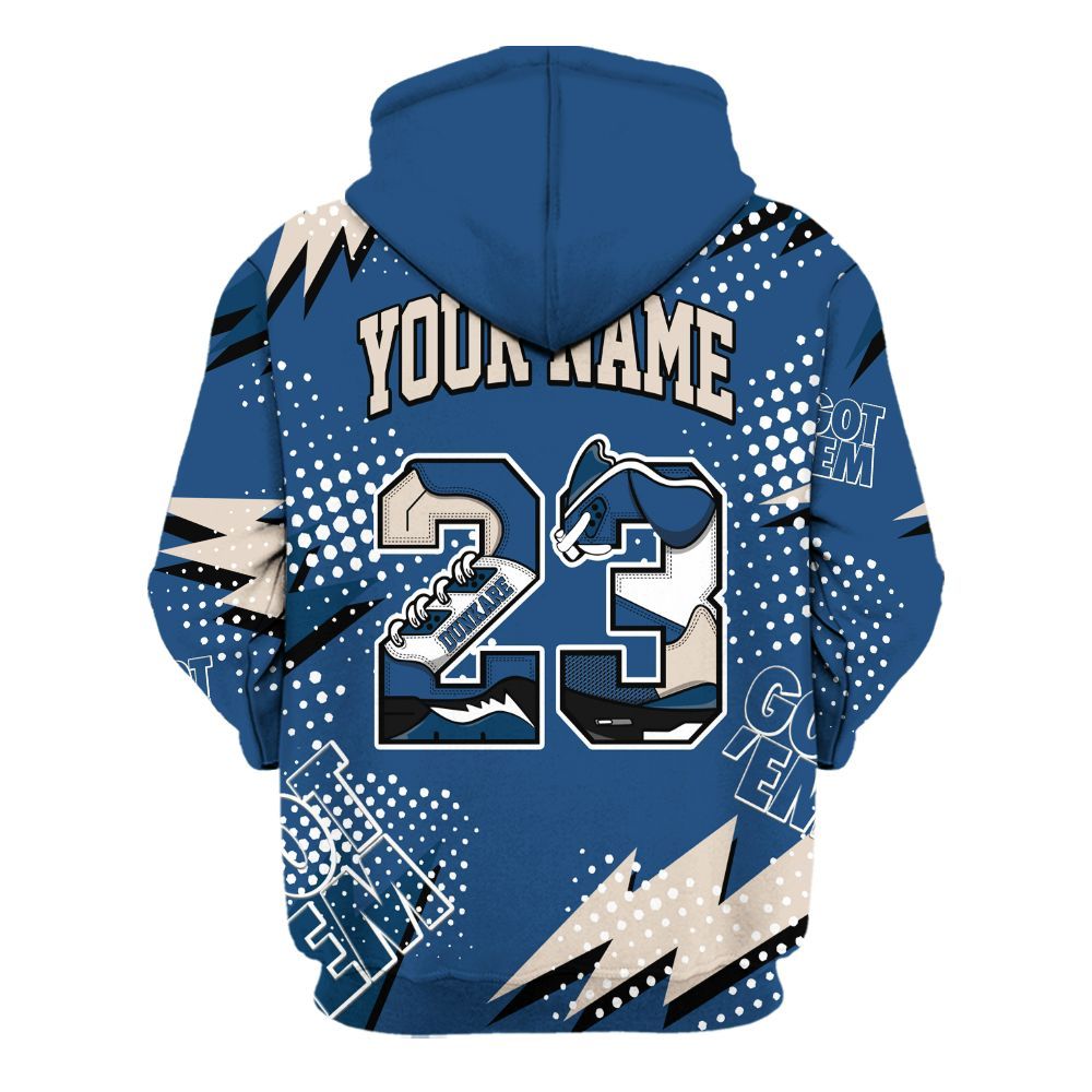Hoodie To Match High OG Midnight Navy 1s - Custom Name Number 23 5s All Over Print