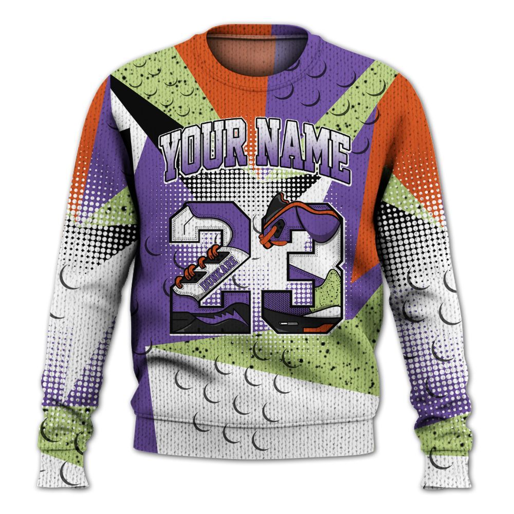 Knitted Sweater To Match Canyon Purple 4s - Poly Custom Name Number 23 5s
