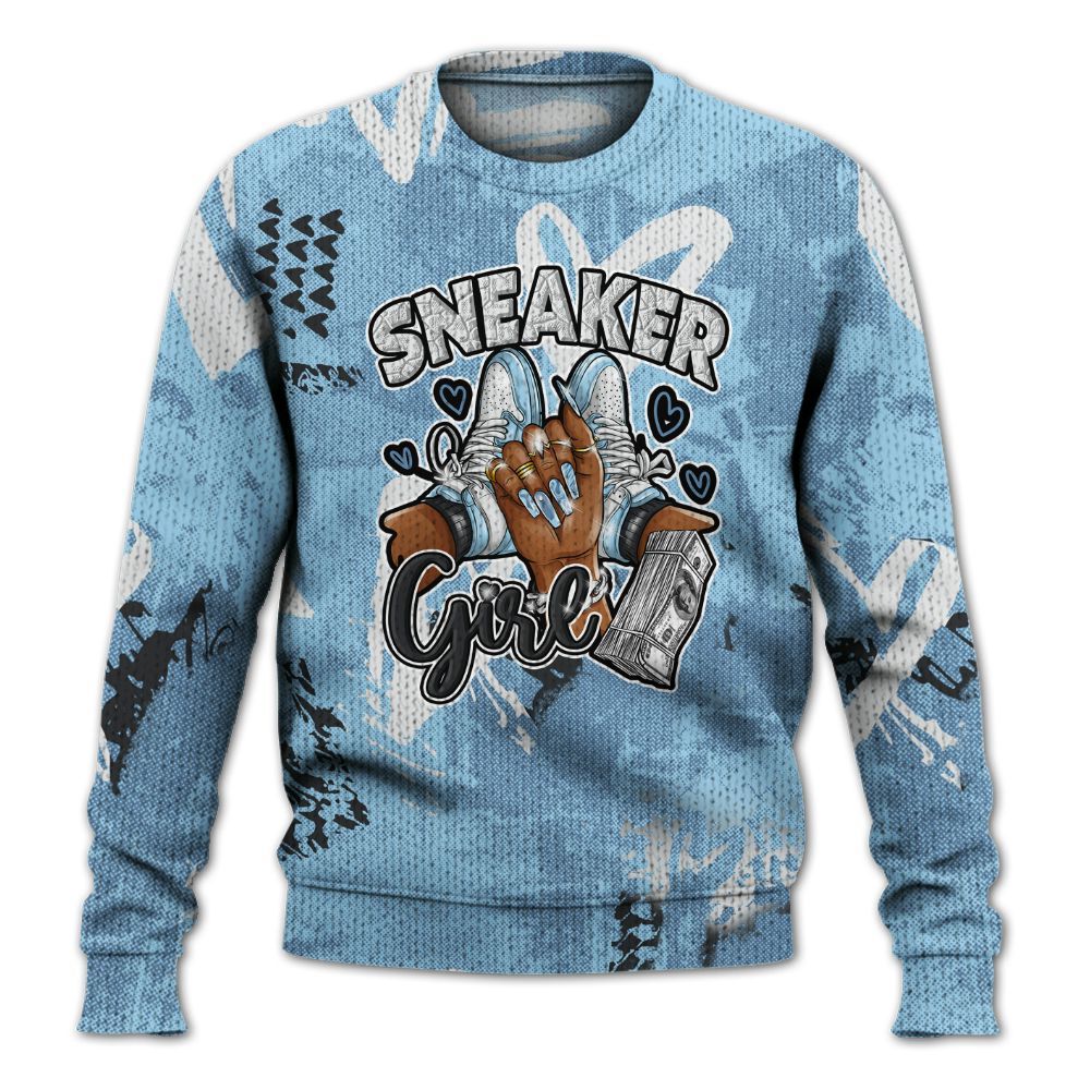 Knitted Sweater To Match Legend Blue 11s - Sneakerz Girlz Heart Grunge