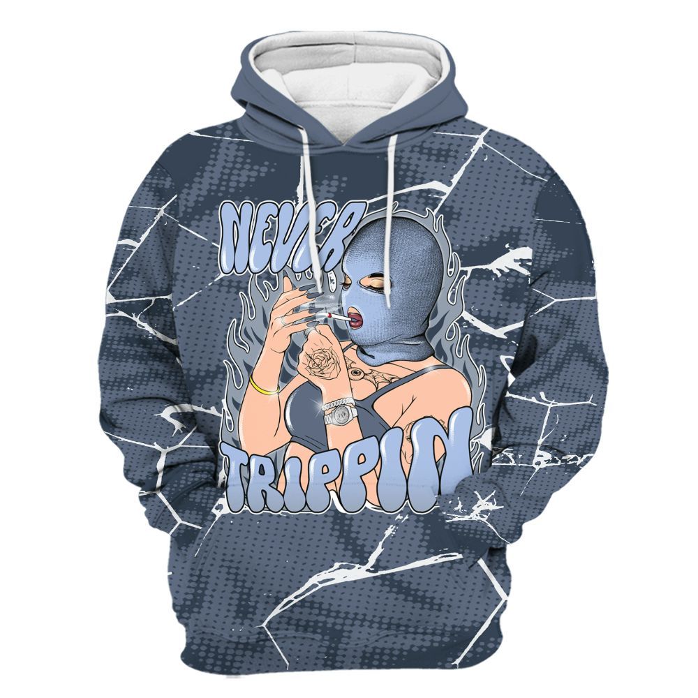Hoodie To Match Low Diffused Blue 11s - Ne'er Trippin' Unique Crack All Over Print