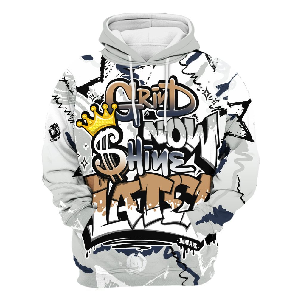 Hoodie To Match Low Navy Grey Gum 1s - Grind Shine Later Drip All Over Print