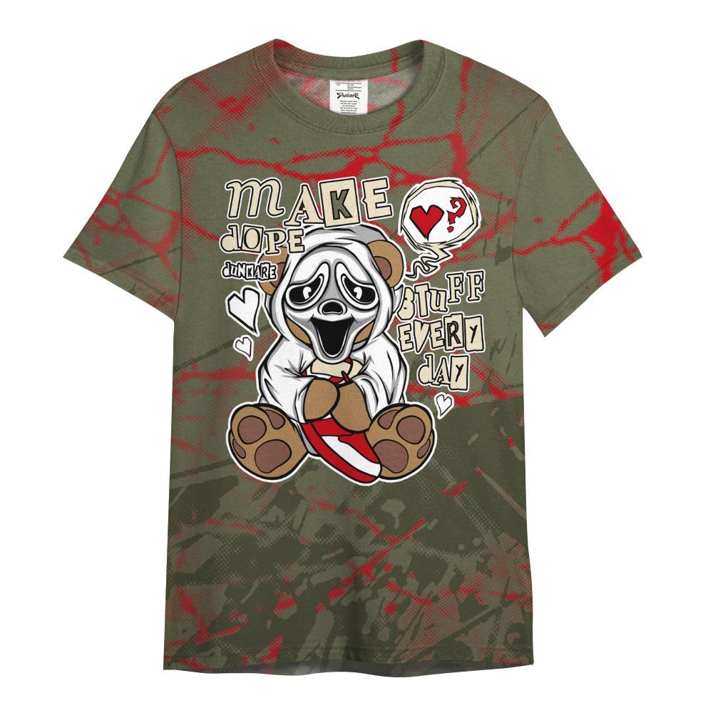 Shirt To Match Travis Scott Low OG Medium Olive 1s - Make Dopes Bear Profound All Over Print