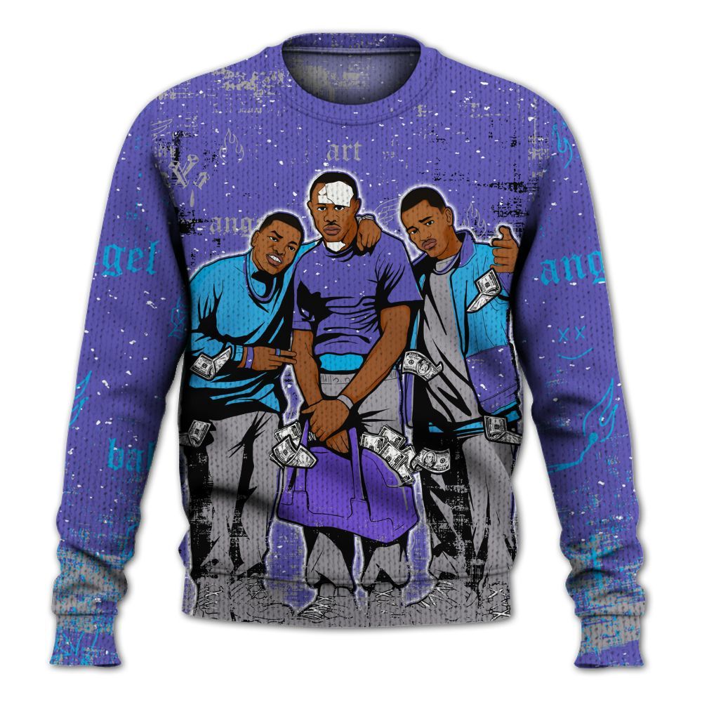 Sweater To Match Retro Aqua 8s - Paid In Full Money Graphic