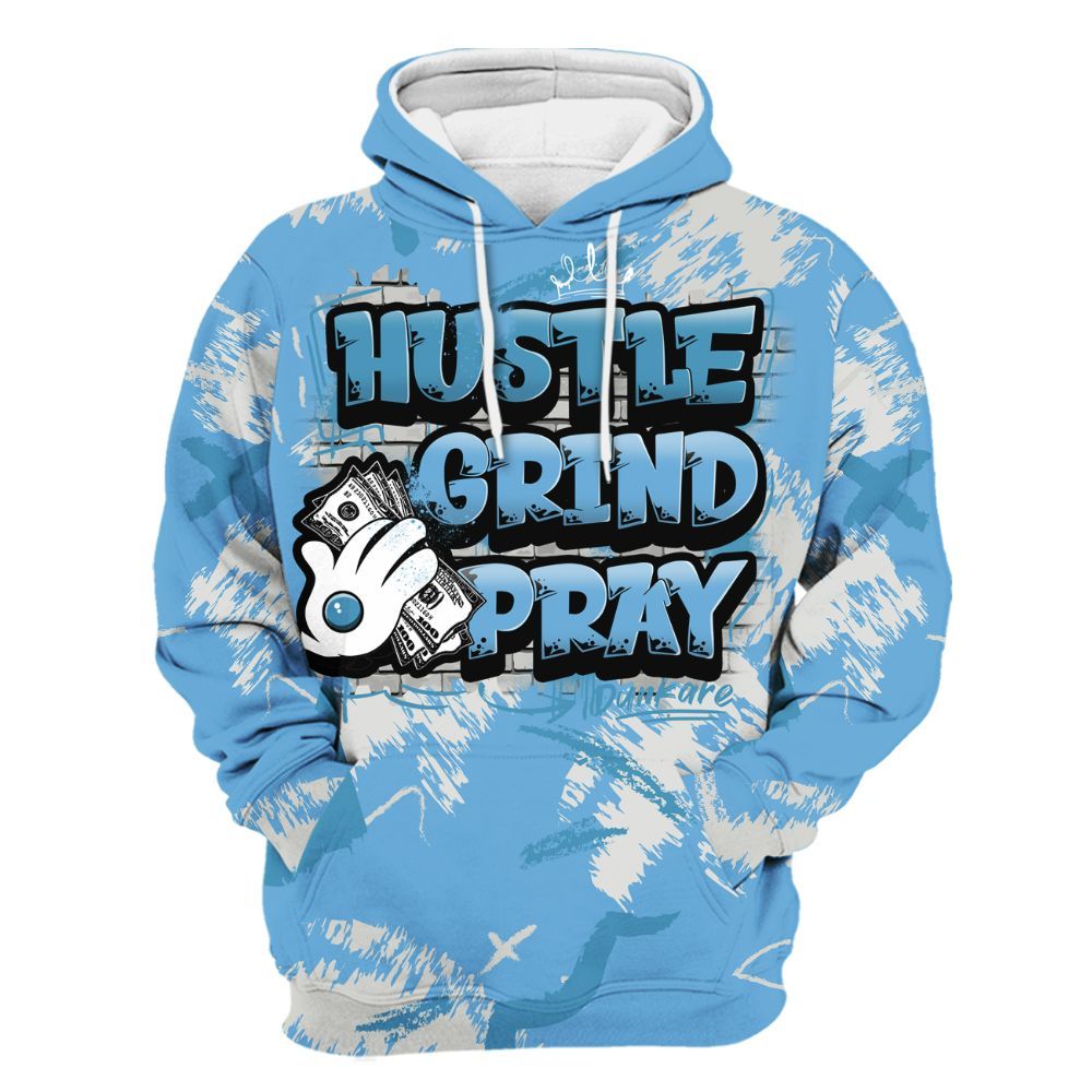 Hoodie To Match SB Dunk Low University Blue - Hustle Grind Pray Retro All Over Print