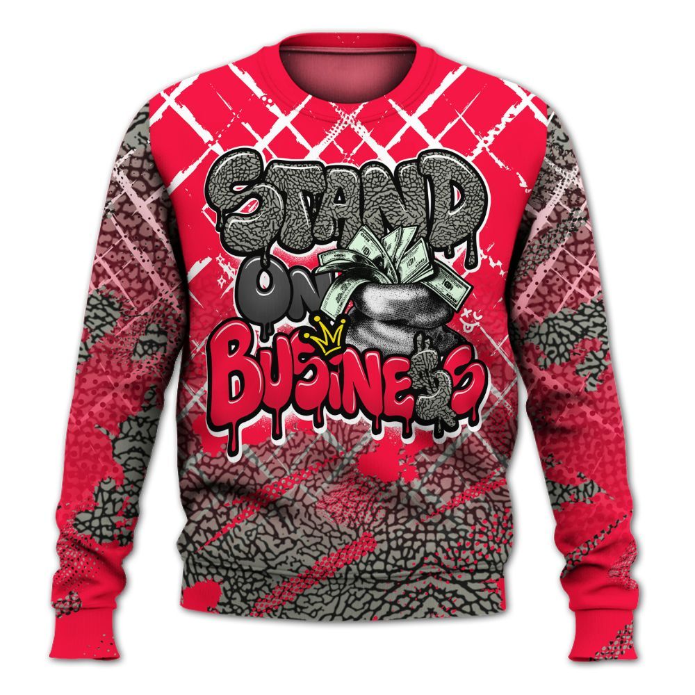Sweatshirt To Match Retro Fire Red 3s - Halftone Stand Business Dripping All Over Print