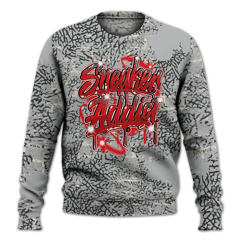 Sweatshirt To Match Cement Grey 3s - Addiction Sneakers Graphic Street Art All Over Print