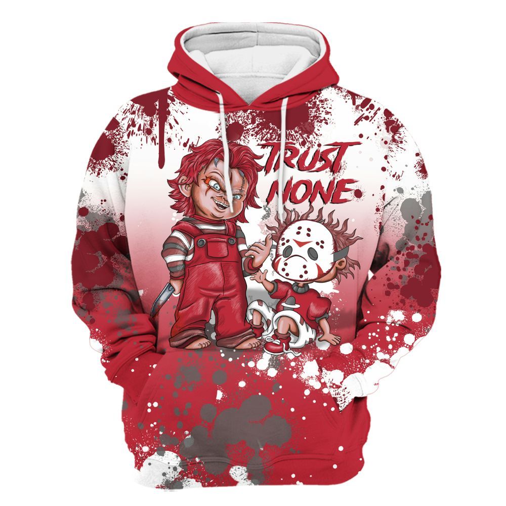 Hoodie To Match Red Flint 13s - Trust No One Scary All Over Print