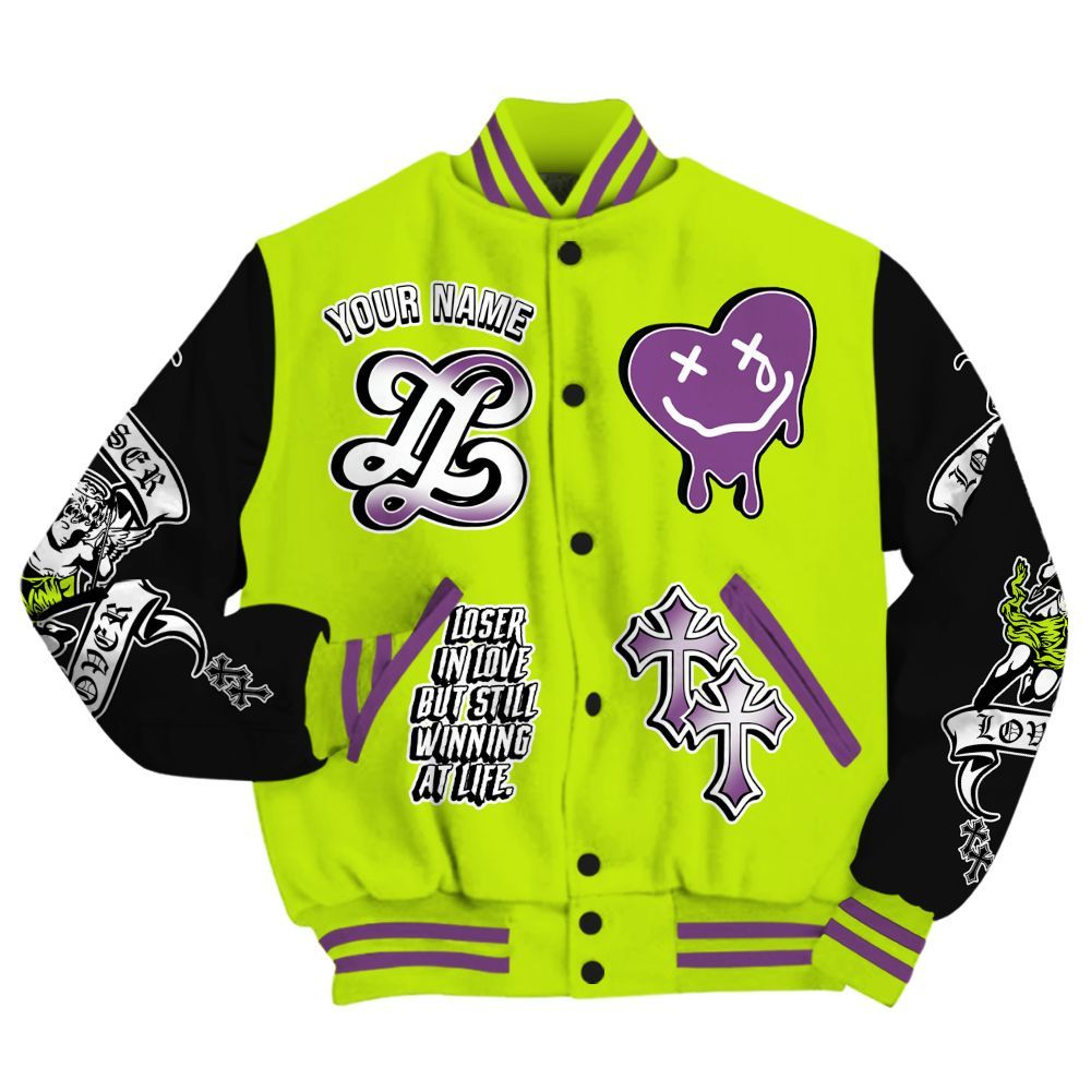 Varsity Jacket To Match GS Black Barely Volt 11s - LOVER LOSER Custom Name All Over Print