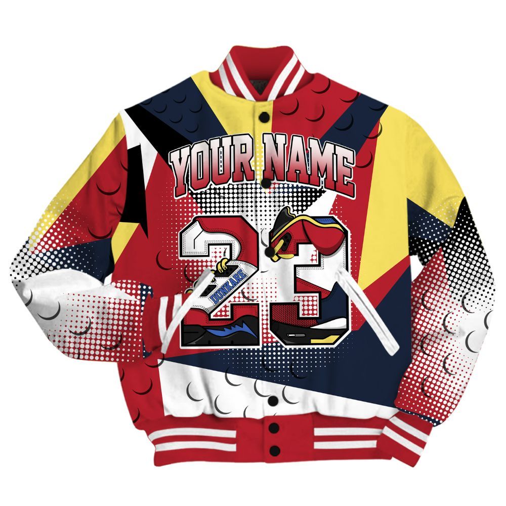 Varsity Jacket To Match Dunk Low COJP What The 2024 Shirt, Poly Custom Name Number 23 5s All Over Print