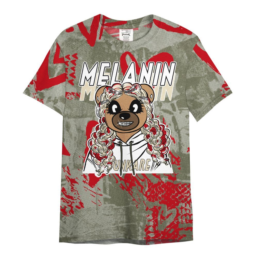 Shirt To Match Low OG Medium Olive 1s - Pigments Bear Heart Grunge All Over Print