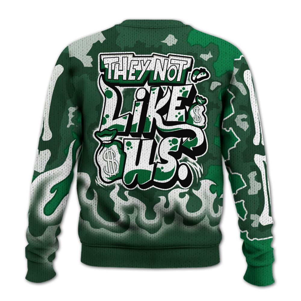 Knitted Sweater To Match Pine Green 13s - Dislike Us Graphic Burning Custom Name