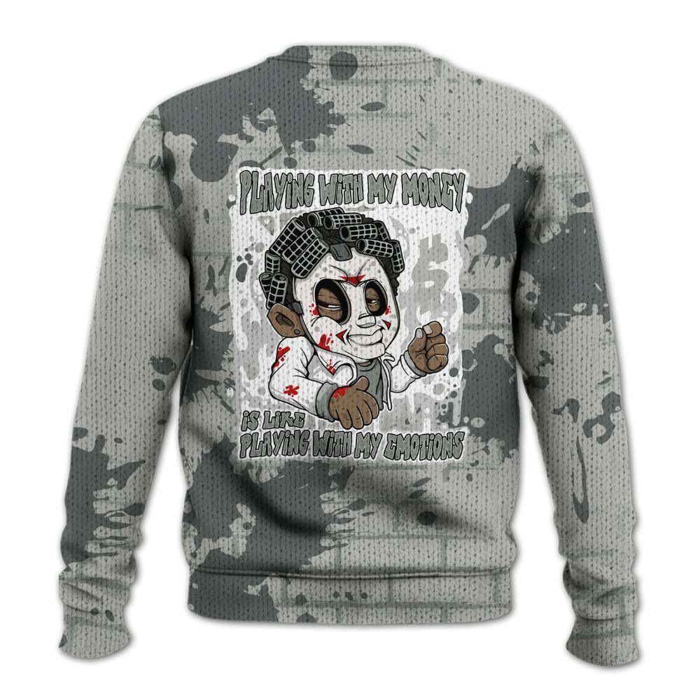 Knitted Sweater To Match Retro Wet Cement 4s - Playing With My Money Graphic Halloween