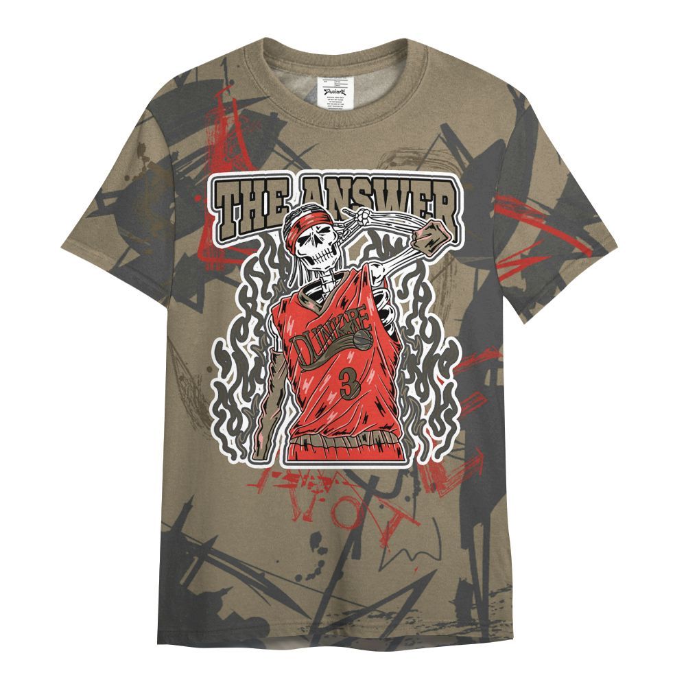 Shirt To Match Olive 9s - Allen Answer Skeleton Messyz All Over Print