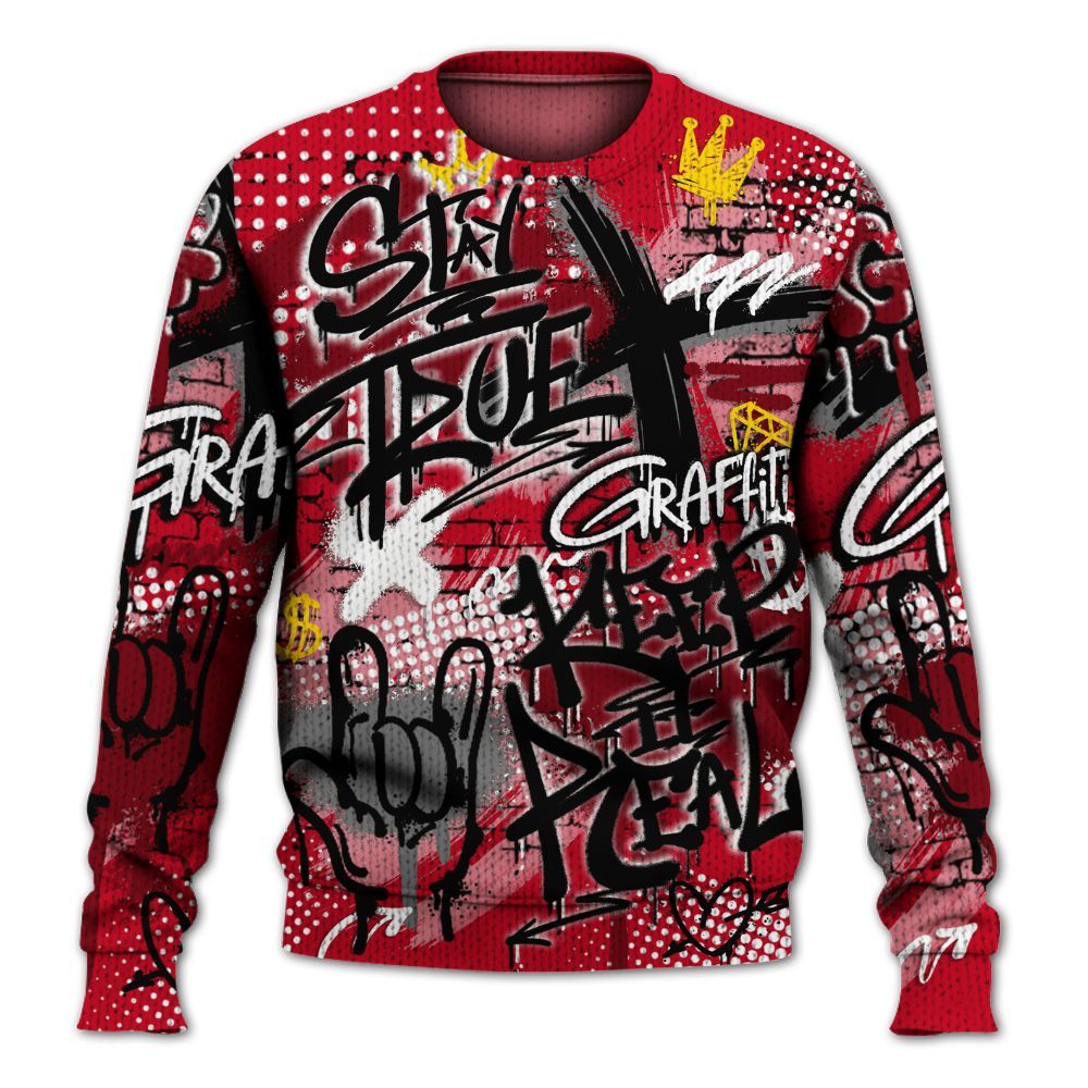Knitted Sweater To Match Cortez GS Valentine's Day - True It Real Graffiti Streetwear
