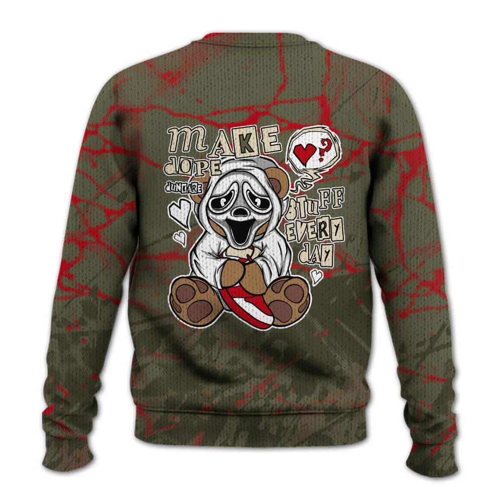 Knitted Sweater To Match Travis Scott Low OG Medium Olive 1s - Make Dopes Bear Profound