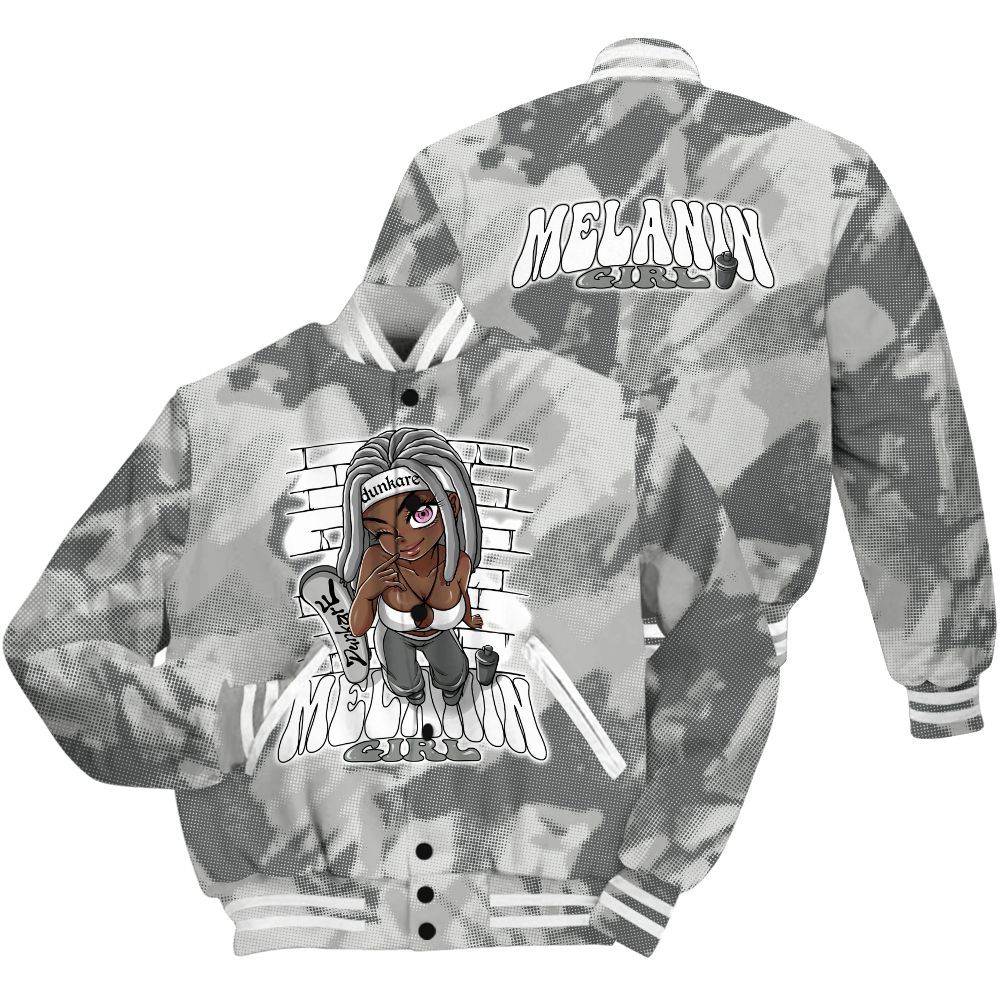 Varsity Jacket To Match Retro Wet Cement 4s Shirt - MelaninGirl Abstract Halftone All Over Print