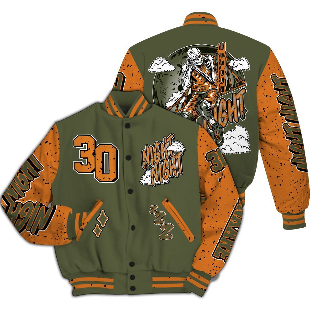 Varsity Jacket To Match Olive 5s - Seeya Skeleton All Over Print