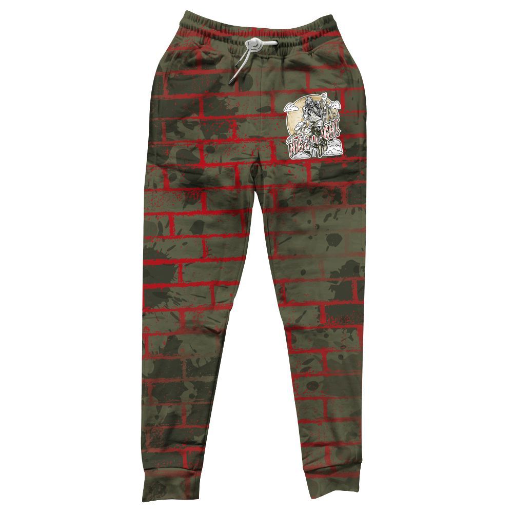 Sweatpant To Match Travis Scott Low OG Medium Olive 1s - Seeya Skeleton Brick All Over Print