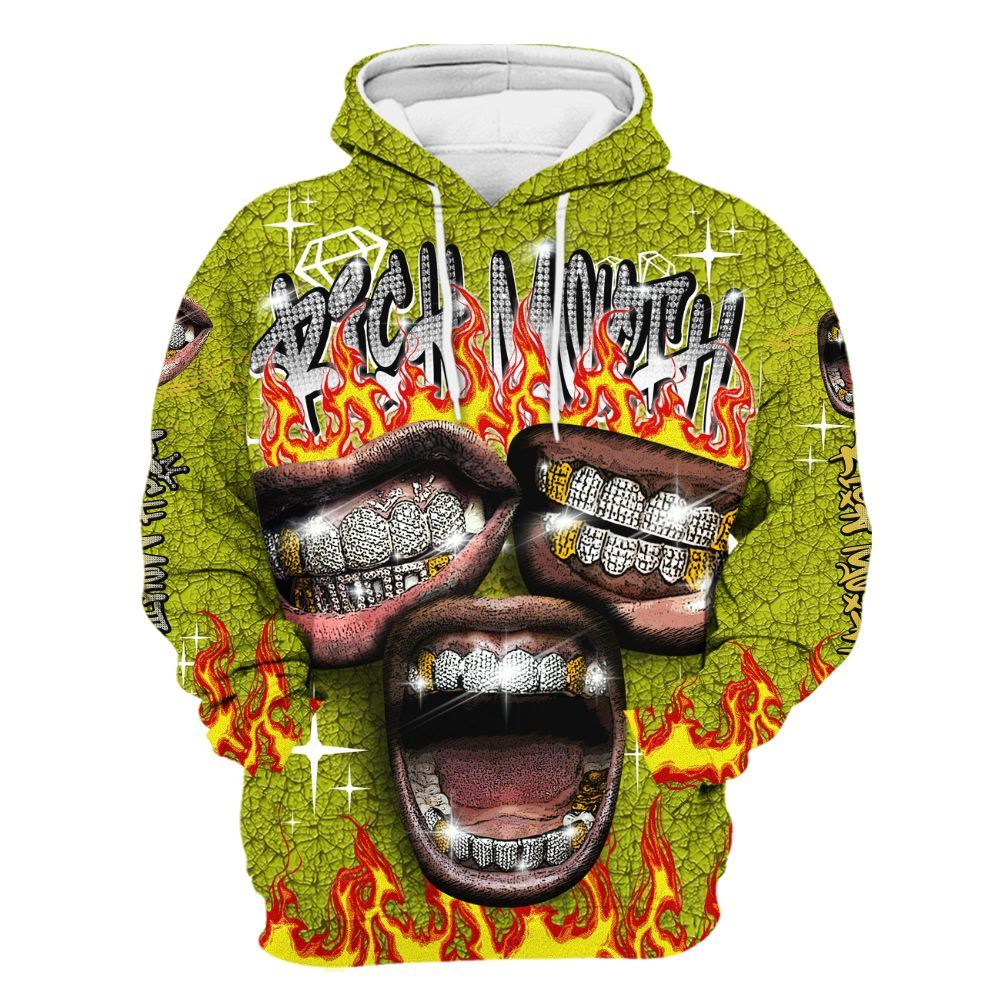 Hoodie To Match Dunk Low QS Halloween Skull - Rich Mouth Fire Rap Retro 90s All Over Print