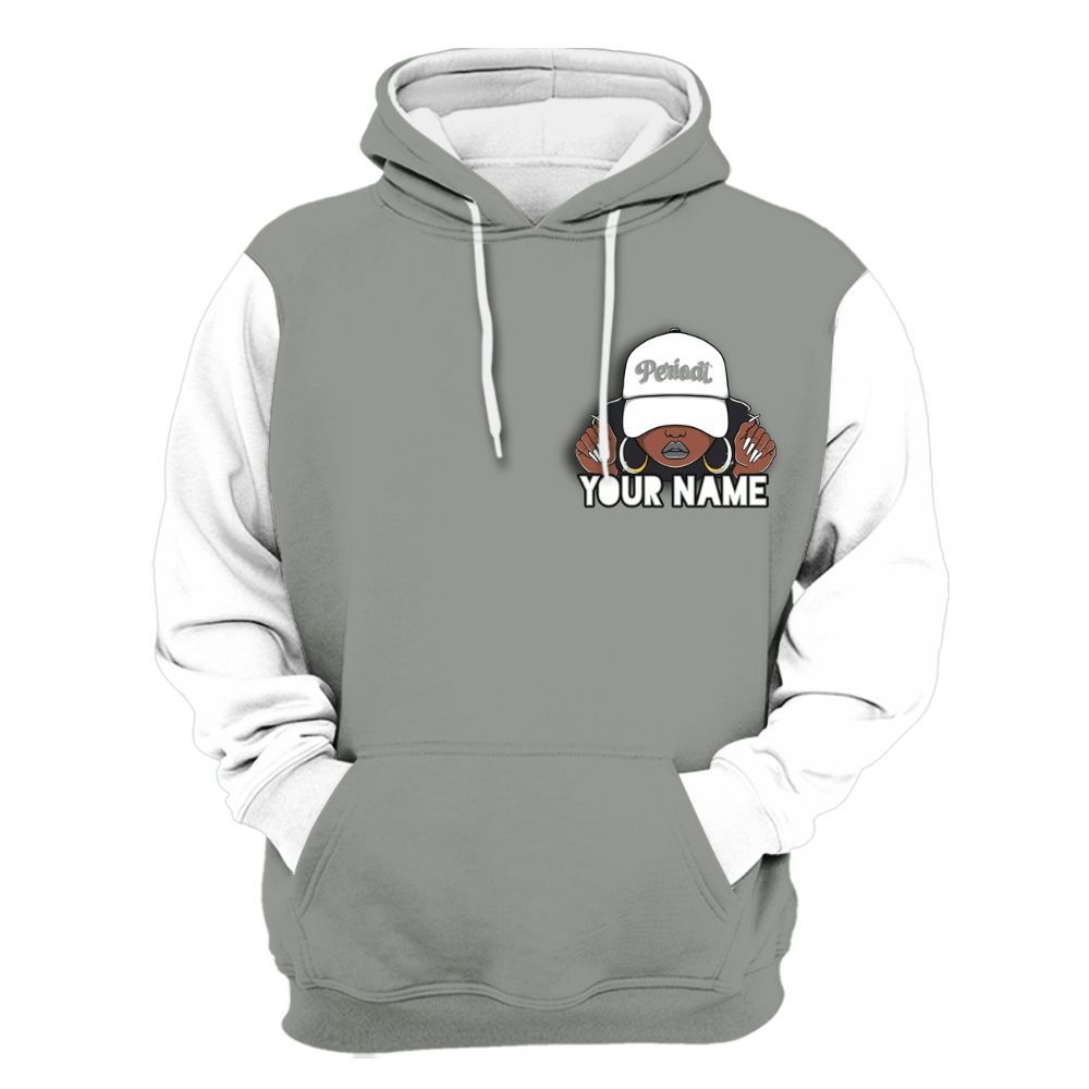 Hoodie To Match Paris Cement Grey 4s Varsity Jacket, Custom Name Black Girl All Over Print