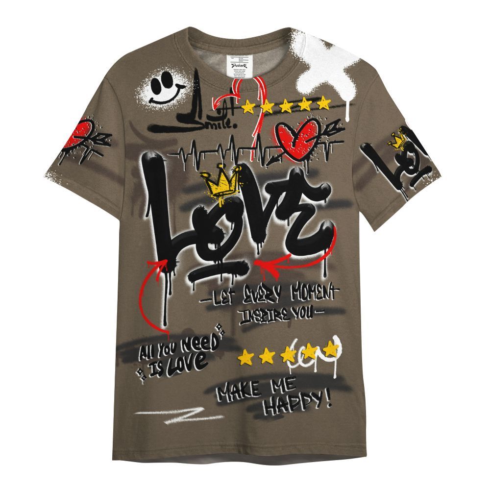 Shirt To Match AMM Dark Mocha 4s - Happy Love Beats Graffiti Streetwear All Over Print